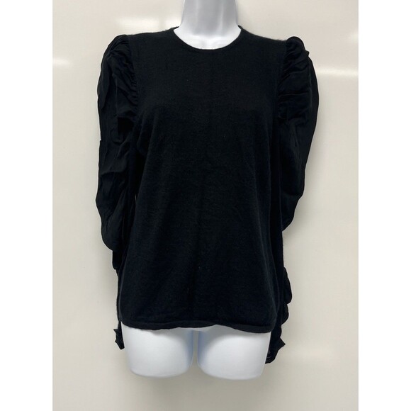 Neiman Marcus The Cashmere Collection Black Silk Long Sleeve (L) Career Classy - Picture 2 of 15